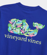 Men's La Palmeraie Whale Short Sleeve Pocket Tee, a close up of the back graphic logo.